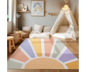 HomebyHome Alfombra para habitación Infantil con diseño de Soles, para niños y niñas, Multicolor, Alfombra para la habitación del bebé 120 x 170 cm