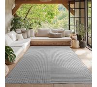 HomebyHome Alfombra para Salón, Dormitorio, Terraza - Pelo Corto Gris, Efecto Alto-Bajo, Suave y Lavable, Apta para Exterior, Fácil de Limpiar, 200x290 cm