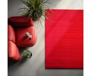 HomebyHome Alfombra Pasillo Lavable 80x250 cm Roja Moderna Color Liso Suave Antideslizante Fácil Cuidado Lavable a Máquina para Entrada Dormitorio Cocina