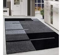 HomebyHome Alfombra Pila Corta Líneas de Corte del Contorno Diseño a Cuadros Sala de Estar Suave Rectangular Gris, Color:Gris, Tamaño:200x290 cm