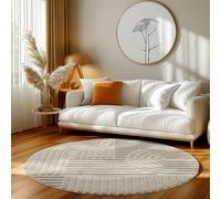 HomebyHome Alfombra Redonda 160 cm Beige, Shaggy Pelo Largo, Suave, Alfombra Decorativa para Salón