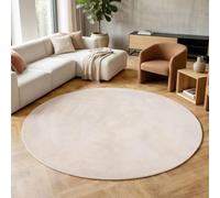 HomebyHome Alfombra Redonda Ivory 120 cm Alfombra de Pelo Corto Lavable, Redonda, Antideslizante y Suave, Diseño Monocromático Moderno para Sala, Dormitorio, Cocina y Habitación Infantil