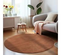 HomebyHome Alfombra Redonda Lavable 160 cm Marrón Color Liso Pelo Corto Moderna Suave Antideslizante Lavable a Máquina para Salón Dormitorio Comedor