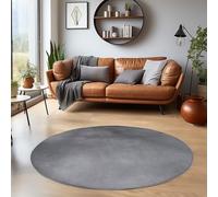 HomebyHome Alfombra Redonda Lavable 200 cm Gris Color Liso Pelo Corto Moderna Suave Antideslizante Lavable a Máquina para Salón Dormitorio Comedor
