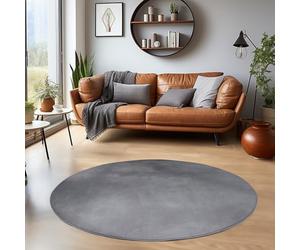 HomebyHome Alfombra Redonda Lavable 200 cm Gris Color Liso Pelo Corto Moderna Suave Antideslizante Lavable a Máquina para Salón Dormitorio Comedor