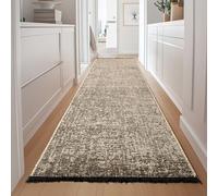 HomebyHome, Alfombra Runner Algodón Chenille Beige 80x250 cm Lavable, Estilo Boho, Vintage Kelim, Pelo Corto, Antideslizante, Suave, Monocromático Mélange, para Cocina, Dormitorio y Pasillo