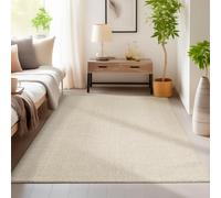 HomebyHome Alfombra Salon de Pelo Corto 240 x 340 cm Beige - Alfombras de Habitacion Diseño Monocolor, Duradera y Robusta, Estructura Jaspeada - Moderna Alfombra Cocina, Alfombra Dormitorio