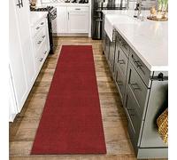 HomebyHome Alfombra Salon de Pelo Corto 80 x 250 cm Rojo - Alfombras de Habitacion Diseño Monocolor Sala de Extrasuave - Moderna Alfombra Cocina, Alfombra Dormitorio, Tapete Sala