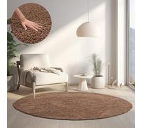HomebyHome Alfombra Salon Peludo de Pelo Largo Moca 120 cm Redondo - Alfombras de Habitacion Sala de Estar Modernas Suave y Esponjoso - Alfombras Dormitorio Moqueta Cocina Redondo