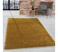 HomebyHome Alfombra Shaggy de Pelo Largo 200x290 cm Dorada, Suave y esponjosa, Moderna Lisa, Ideal para Salones Grandes o Comedor