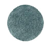 HomebyHome Alfombra Shaggy Redonda 200 cm Azul, Suave y esponjosa, Moderna Lisa, Elemento Decorativo Central