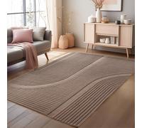 HomebyHome alfombrar Bohemio Unicolor Escandinava Beige 140x200 cm, Decorativa Suave y Fácil de Cuidar, Lavable, Efecto 3D, para Salón y Dormitorio, Alfombra Pequeña