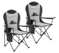 Homecall Silla de camping plegable de 150 kg, con respaldo alto, 108 cm, con soporte lumbar, acolchada, plegable, para jardín, pícnic, 2 unidades, color gris