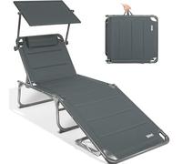 Homecall - Tumbona plegable XXL con parasol, espuma de secado rápido, Antracita