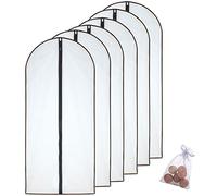 HomeClean Bolsas para ropa a prueba de polillas 60 x 153cm Bolsas con transpirable lateral negra transparente con bolas de cedro para la ropa de vestido de noche de boda mucho más larga paquete de 6
