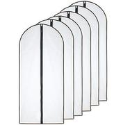 HomeClean Bolsas para Ropa a Prueba de polillas 60 x 153cm Bolsas con Transpirable Lateral Negra Transparente para la Ropa de Vestido de Noche de Boda Mucho más Larga Paquete de 6