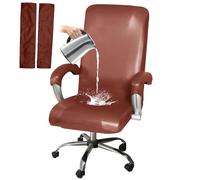 HOMECOVER Elástica Funda para Silla De Oficina Impermeable, Universal De Piel Sintética Giratorio Cubiertas De La Silla De La Computadora con Fundas De Reposabrazos Extraíble-Naranja-XL