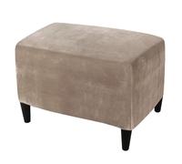 HOMECOVER Funda Otomana Rectangular, Elasticidad Funda De Reposapiés Terciopelo Funda para Taburete Extraíble Antideslizante Funda De Puff con Parte Inferior Elástica-Gris Pardo-X-Large