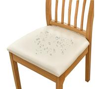 HOMECOVER Fundas De Asiento De Silla Pack De 4, PU Cuero Fundas Sillas Comedor Impermeables Extraibles Elásticas Fundas De Asiento De Silla para Comedor-Pack de 4-Blanco Crema