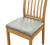 HOMECOVER Fundas De Asiento De Silla Pack De 4, PU Cuero Impermeables Elásticas Extraibles, Para Comedor, Gris