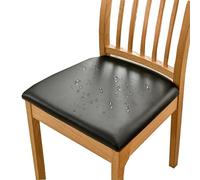 HOMECOVER Fundas De Asiento De Silla Pack De 6, PU Cuero Fundas Sillas Comedor Impermeables Extraibles Elásticas Fundas De Asiento De Silla para Comedor-Pack de 6-Negro