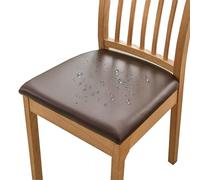 HOMECOVER Fundas De Asiento De Silla, Pack De 6, PU Cuero, Impermeables, Extraibles, Elásticas, Para Comedor, Marrón