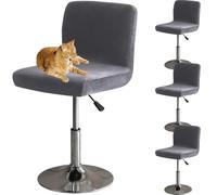 HOMECOVER Fundas para Taburetes De Bar con Respaldo, Elástica Terciopelo Fabric Fundas para Taburetes Altos De Cocina Extraíble Respaldo Bajo Giratorio Fundas para Sillas-Gris-4 Piezas