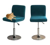 HOMECOVER Fundas para Taburetes De Bar con Respaldo, Elástica Terciopelo Fabric Fundas para Taburetes Altos De Cocina Extraíble Respaldo Bajo Giratorio Fundas para Sillas-Turquesa-2 Piezas