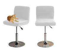 HOMECOVER Fundas para Taburetes De Bar con Respaldo, Elástica Terciopelo Fabric Fundas para Taburetes Altos De Cocina Extraíble Respaldo Bajo Giratorio Fundas para Sillas-Blanco-2 Piezas