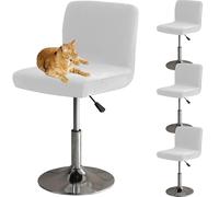 HOMECOVER Fundas para Taburetes De Bar con Respaldo, Elástica Terciopelo Fabric Fundas para Taburetes Altos De Cocina Extraíble Respaldo Bajo Giratorio Fundas para Sillas-Blanco-4 Piezas