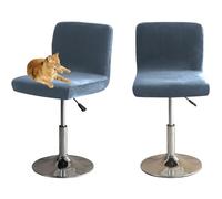 HOMECOVER Fundas para Taburetes De Bar con Respaldo, Elástica Terciopelo Fabric Fundas para Taburetes Altos De Cocina Extraíble Respaldo Bajo Giratorio Fundas para Sillas-Gris Azul-2 Piezas