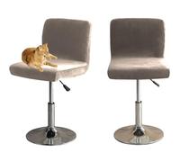 HOMECOVER Fundas para Taburetes De Bar con Respaldo, Elástica Terciopelo Fabric Fundas para Taburetes Altos De Cocina Extraíble Respaldo Bajo Giratorio Fundas para Sillas-Gris Pardo-2 Piezas