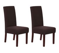 HOMECOVER Fundas Sillas de Comedor Pack 2, Fundas para sillas Elástica Jacquard Fundas para sillas de Comedor Universal Ajustables Fundas De Silla para Restaurante Hotel-marrón-Pack 2