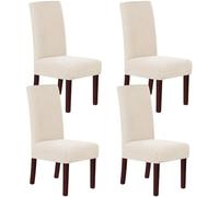HOMECOVER Fundas Sillas de Comedor Pack 4, Fundas para sillas Elástica Jacquard Fundas para sillas de Comedor Universal Ajustables Fundas De Silla para Restaurante Hotel-Beige-Pack 4