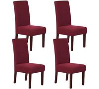 HOMECOVER Fundas Sillas de Comedor Pack 4, Fundas para sillas Elástica Jacquard Fundas para sillas de Comedor Universal Ajustables Fundas De Silla para Restaurante Hotel-Vino Rojo-Pack 4