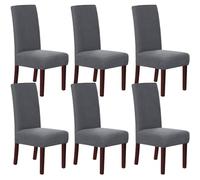 HOMECOVER Fundas Sillas de Comedor Pack 6, Fundas para sillas Elástica Jacquard Fundas para sillas de Comedor Universal Ajustables Fundas De Silla para Restaurante Hotel-Gris-Pack 6