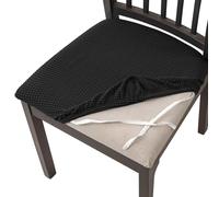 HOMECOVER Pack De 2 Fundas De Asiento De Silla,Elásticas Jacquard Fundas Sillas Comedor Extraibles Lavable para Comedor Cocina Oficina Hotel-Negro-Pack de 2