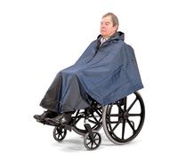 Homecraft, poncho para silla de ruedas, impermeable con capucha, reutilizable, resistente al viento, cubre brazos, manos y rodillas, fácil de poner, con cremallera, gran longitud en la parte