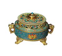 HomeDecTime Titular De Quemador De Incienso De Bronce Tibetano Incensario De Arte Decoración Para El Hogar Adornos - Azul, tal como se describe