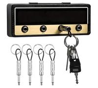 HomeDejavu Soporte de Pared Para llaves,Llavero Montado en la Pared,porta llaves de pared Jack Rack para guitarra con gancho y soporte para llave de casa,con 4 llaveros,color negro
