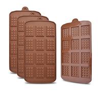HomEdge 12 Cavity Break-Apart Chocolate, juego de 4 paquetes de proteínas de silicona antiadherente de grado alimenticio y barras de energía moldes para caramelos