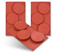 homEdge 3-Cavity - Molde de silicona para disco (3 paquetes de 3 paquetes de moldes de rodajas, resina, para tartas hechas a mano, color marrón