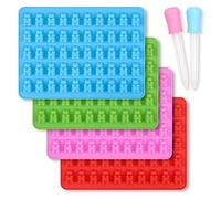homEdge 4 moldes de silicona antiadherente para chocolate con 2 pipetas, color azul, rojo, verde y rosa