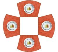 homEdge Manteles individuales de PVC, manteles individuales de cuña, manteles individuales de vinilo lavables, para mesa redonda, juego de 4 unidades, color naranja