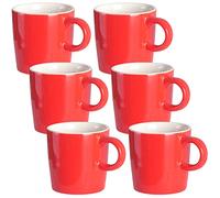 homEdge Mini tazas de café de porcelana para expreso, 120 ml, pequeñas tazas de café de cerámica Demitasse para espresso, té, juego de 6, color rojo