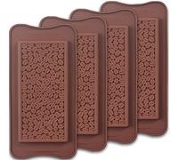 homEdge Molde de chocolate Break-Apart en grano de café, juego de 4 paquetes de moldes de silicona para proteínas y barra energética para caramelos, ganache pralines