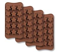 homEdge Molde de chocolate en forma de estrella de 15 cavidades, juego de 4 piezas de moldes de silicona de grado alimenticio antiadherente para caramelo de jalea de chocolate, cubo de hielo