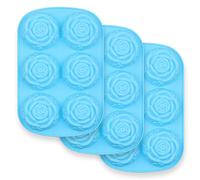 homEdge Molde de flores de silicona de 6 cavidades, molde de silicona 3PCS Jumbo Rose para caramelo de jalea de chocolate, cubito de hielo - Rosas
