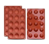 homEdge Molde de silicona semi-esfera pequeño de 15 cavidades, 3 paquetes de moldes para hornear para hacer chocolate, pasteles, gelatinas y mousse de cúpula