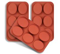 homEdge Molde ovalado de silicona de 6 cavidades, 3 paquetes de moldes ovalados para hacer jabón hecho a mano, chocolate, velas de jabón y gelatina marrón